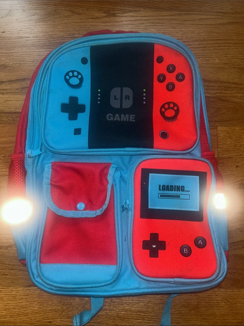Amazon Kids Gaming Backpack in Blue & Red Console Print